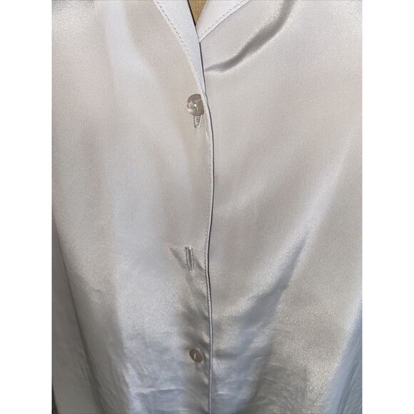 80s Vtg Anna Kriste Secretary Blouse Shirt Sz 12 Light Gray Button Up Shirt - Picture 2 of 7
